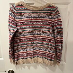 Talbots Festive Striped Sweater - Red, Green, Cream